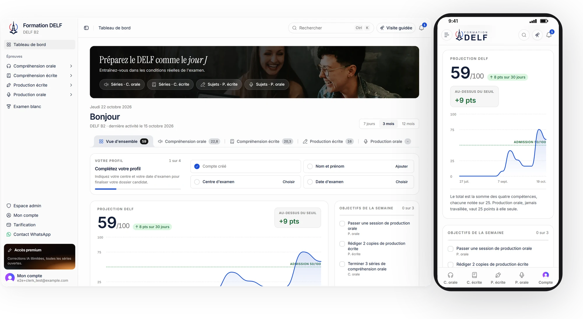 The candidate dashboard on desktop and phone